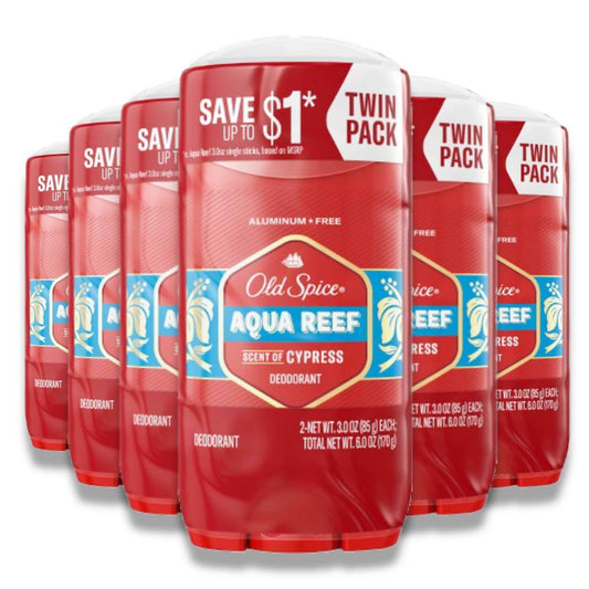 Old Spice -  Antiperspirant & Deodorant, Aqua Reef, Twin Pack - 3 oz - 6 Pack